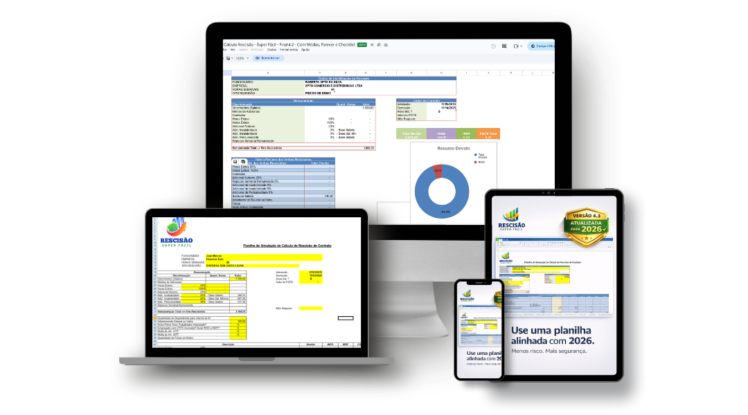 Planilha Rescisão Super Fácil aberta em um notebook